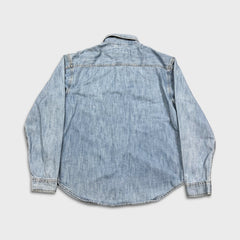 Levi's Strauss Denim Shirt Mens Large Blue Light Wash Casual Western Pearl Snap