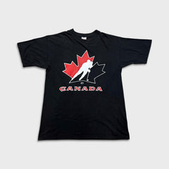 Vintage Y2K NHL Hockey Canada T Shirt Mens XL Black Sports Graphic Tee