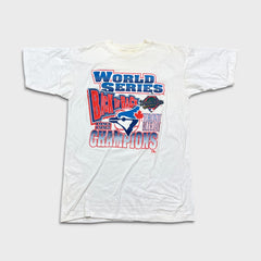 Vintage 1993 Toronto Blue Jays T Shirt Mens XL White Back 2 Back Baseball MLB Tee