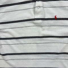 Vintage 90s Polo Ralph Lauren Shirt Mens Large White Pony Striped Short Sleeve