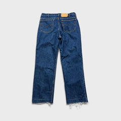 Vintage 90s Levi's 516 Jeans Mens 34x30 Blue Slim Fit Straight Leg Frayed Denim Pants