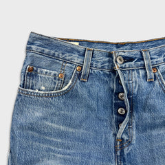 Levi's 501 Jeans Womens 25x30 Blue Original Fit Straight Distressed Medium Wash Pants