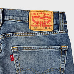 Levi's 505 Jeans Mens 32x34 Blue Regular Fit Straight Leg Faded Medium Wash Denim Pants