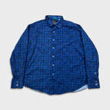 Robert Graham Shirt Mens Large Blue Geometric Classic Long Sleeve Button Up