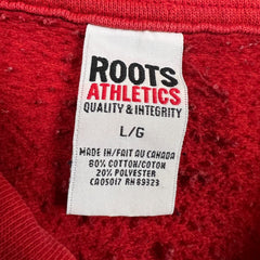 Vintage 90s Roots Athletics Sweatshirt Mens Large Red 1/4 Zip Faded Pullover