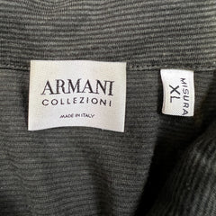 Armani Collezioni Polo Shirt Mens Small Grey Striped Lightweight Knit Tee