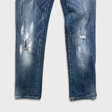 Dsquared2 Jeans Mens 30x27 Blue Distressed Slim Taper Straight Medium Wash Denim Pants