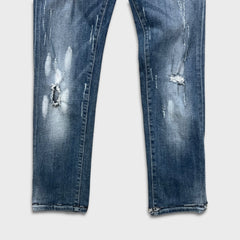 Dsquared2 Jeans Mens 30x27 Blue Distressed Slim Taper Straight Medium Wash Denim Pants