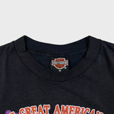 Vintage 1991 Harley Davidson Great American Hog T Shirt Mens Medium Black 3D Emblem USA