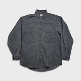 Vintage 90s Levi's Denim Shirt Men Medium Black Faded Western Button Up
