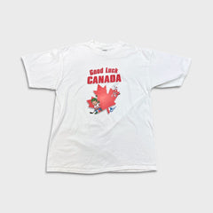 Vintage 90s General Mills Good Luck Canada T Shirt Mens XL White Lucky Charms Trix NHL
