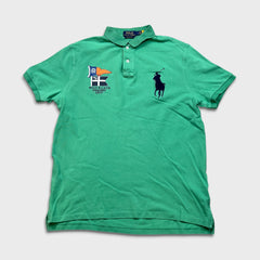 Polo Ralph Lauren Shirt Mens Large Green Nautical Flags Big Pony Short Sleeve