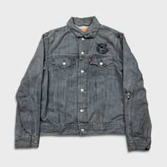 Levi's Denim Jacket Mens Medium Gray Type III Light Wash Western Trucker