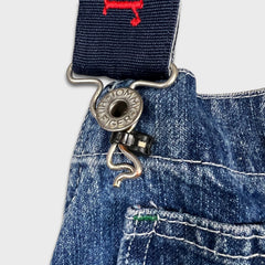 Vintage 90s Tommy Hilfiger Overalls Mens Large Blue Medium Wash Hammer Loop Workwear