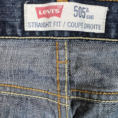Vintage Y2K Levi's 505 Jeans Mens 36x30 Blue Regular Fit Straight Leg Dark Wash Denim Pants