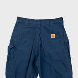 Carhartt Pants Mens 30x30 Blue Loose Fit Carpenter Workwear Hammer Loop Canvas