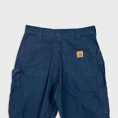 Carhartt Pants Mens 30x30 Blue Loose Fit Carpenter Workwear Hammer Loop Canvas
