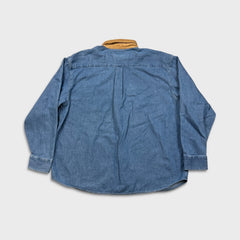 Obey Shirt Mens XL Blue Workwear Long Sleeve Button Up Medium Wash Denim
