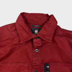 G-Star Raw Powel Slim Shirt Mens Medium Red Preppy Long Sleeve Button Up