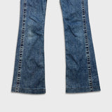 Vintage Y2K True Religion Sammy Jeans Womens 28x32 Blue Low Rise Flare Leg Bootcut Denim Pants