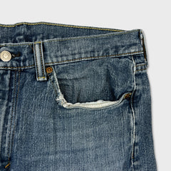 Levi's 514 Jeans Mens 34x30 Blue Slim Straight Fit Medium Wash Distressed Denim Pants