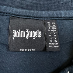 Palm Angels T Shirt Mens XL Blue Curved Logo Collar Short Sleeve Tee