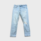 Levi's 501 S Jeans Womens 31x28 Blue Skinny Fit Slim Taper Distressed Light Wash Pants