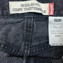Vintage Y2K Levi's 505 Jeans Mens 32x32 Black Regular Fit Straight Leg Dark Wash Denim Pants