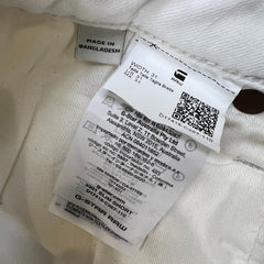 G-Star Raw Jeans Mens Size 31 White 3301 Slim Denim Shorts Taper Fit Jorts