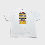 Vintage 1992 I'm Fun T Shirt Mens 3XL White Full Print Funny Short Sleeve Tee