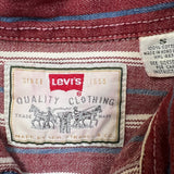 Vintage 90s Levi's Shirt Mens Small Red Striped Western Chore Twill Long Sleeve