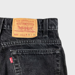 Vintage 90s Levi's 550 Jeans Mens 31x34 Black Relaxed Fit Tapered Leg Faded Dark Wash Denim Pants