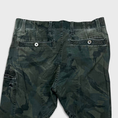 G-Star Raw Pants Mens 29x28 Green Camo Powel 3D Tapered Cuffed Cargo Trousers