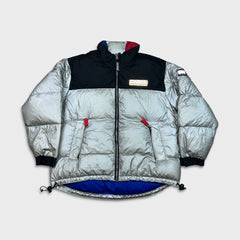 Vintage 90s Tommy Hilfiger Jacket Mens Medium Gray Athletic Gear 3M Puffer Down Coat