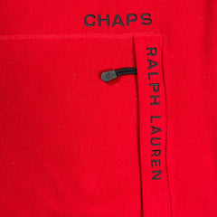 Vintage 90s Chaps Ralph Lauren Fleece Mens Large Red Hooded Pullover Jacket