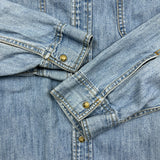 Levi's Strauss Denim Shirt Mens Large Blue Light Wash Casual Western Pearl Snap