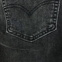 Levi's 512 Jeans Men 31x28 Black Slim Taper Leg Dark Wash Distress Stretch Denim Pants