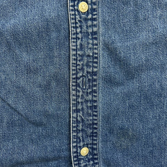 Chaps Ralph Lauren Denim Shirt Mens Large Blue Medium Wash Western Button Up