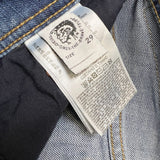 Diesel Jeans Mens 32x31 Blue Thavar Slim Skinny Light Wash Distressed Denim Pants