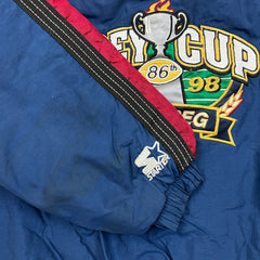 Vintage 1998 Starter Grey Cup Jacket Mens Medium Blue Winnipeg CFL Football Sports Coat
