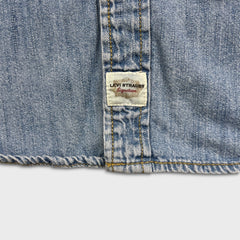 Levi's Strauss Denim Shirt Mens Large Blue Light Wash Casual Western Pearl Snap
