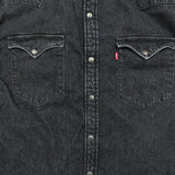 Levi's Barstow Denim Shirt Mens Large Black Dark Wash Slim Fit Western Pearl Snap