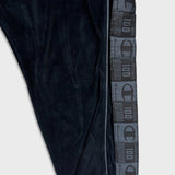 Champion Velour Pants Mens XL Black Script Taper Leg Side Tape Lounge Sweatpants