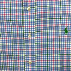 Polo Ralph Lauren Shirt Mens Large Blue Pony Checkered Casual Long Sleeve Button-Up
