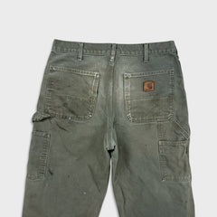 Carhartt Pants Mens 32x32 Green Distress Original Dungaree Fit Workwear Carpenter