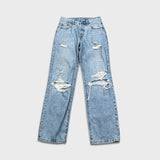 Levi's 501 Jeans Womens 24x30 Blue Original Fit Straight Distressed Light Wash Pants