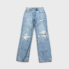 Levi's 501 Jeans Womens 24x30 Blue Original Fit Straight Distressed Light Wash Pants