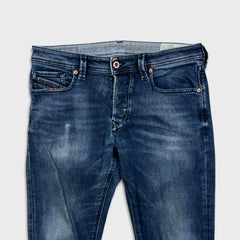 Diesel Jeans Mens 32x34 Blue Larkee Beex Regular Tapered Light Wash Denim Pants