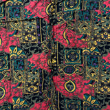 Vintage 90s Hawaiian Shirt Mens Large Red Abstract Floral Geometric AOP Button Up