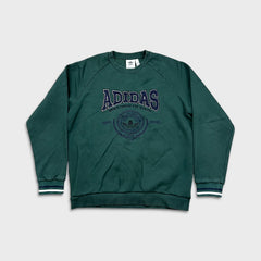 Adidas Originals Sweatshirt Mens Medium Green Crest Logo Pullover Crewneck